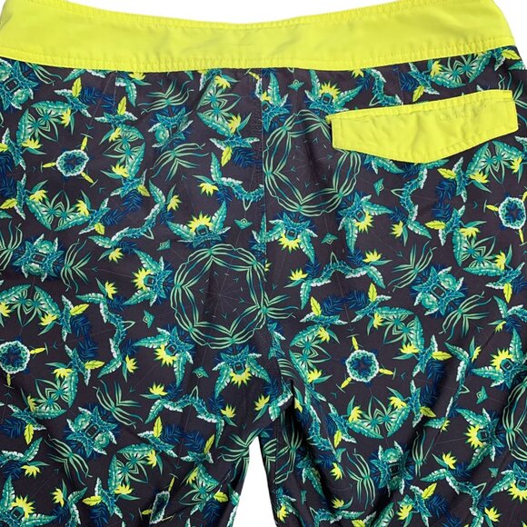 Quiksilver All Over Print AOP Board Shorts 34 Black Swim Pockets Drawstring - Picture 4 of 5